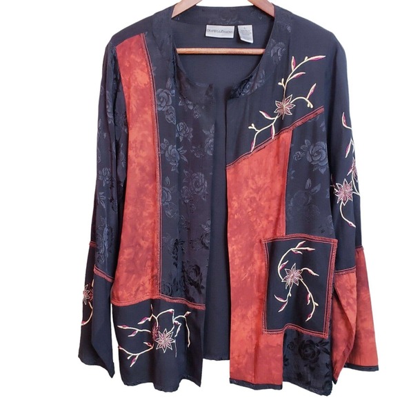 Drapers And Damons Jackets & Blazers - Drapers & Damons Womens Large Classy Black Orange Rayon Blazer Jacket Used